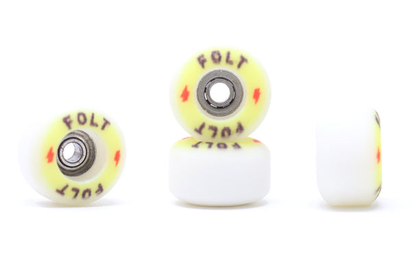 FOLT 770 Yellow Graphic Tipped Wheels (Street Shape) - Skull Fingerboards