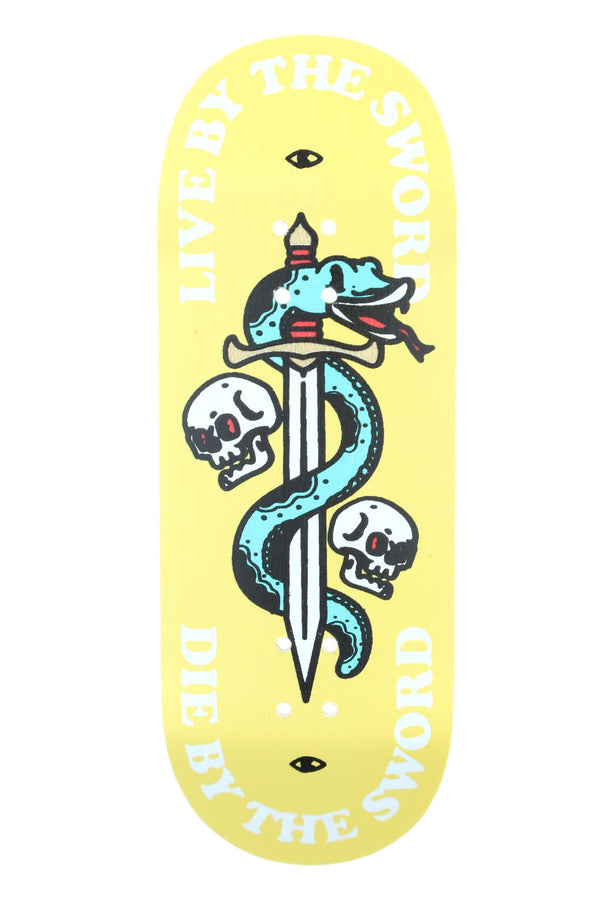 Spark - Live or Die Yellow Graphic Deck (34mm) - Skull Fingerboards