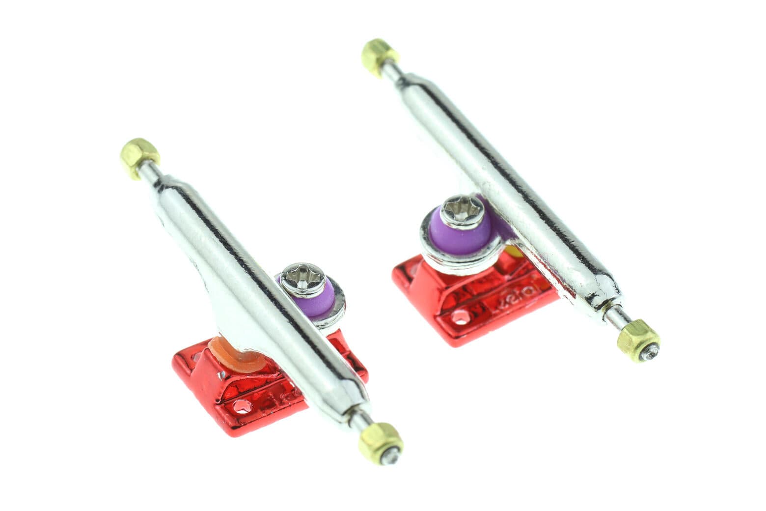 Oxygen Single Axle Pro Trucks Chrome/Red (34mm) Skull Fingerboards