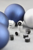 Flatface Dual Durometer Bearing Wheels - Black/White - Skull Fingerboards