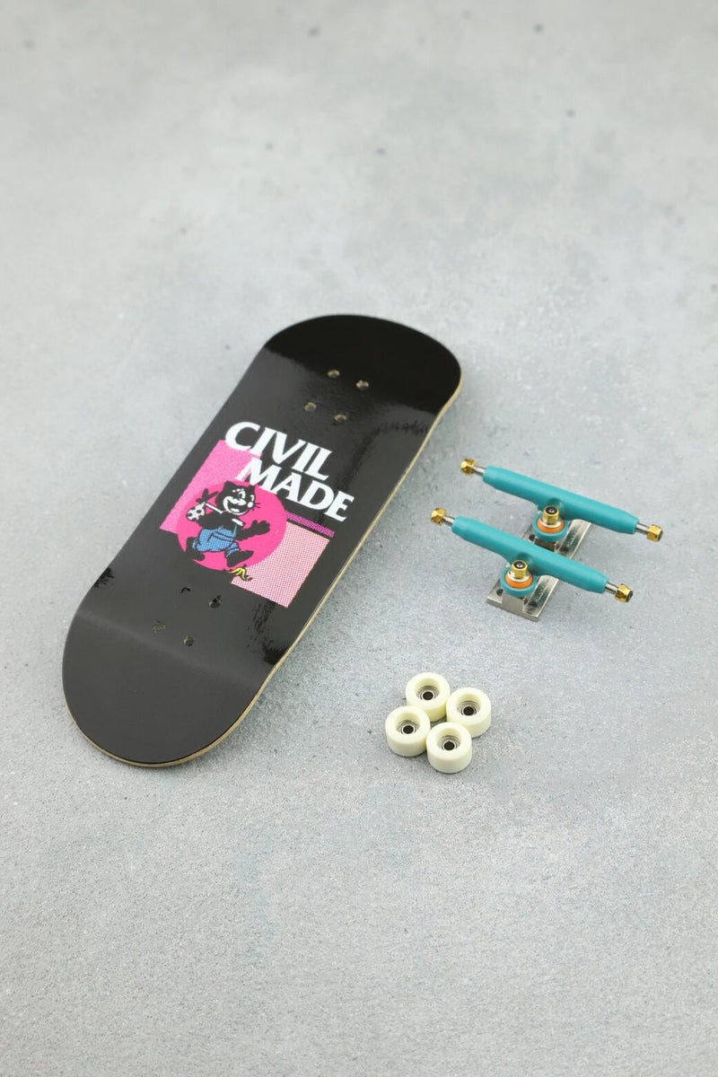 Civilmade - Cat Slip Black Graphic Deck (34mm) - Skull Fingerboards