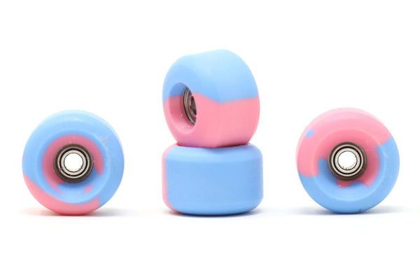 DK - Blue/Pink Swirl Urethane Wheels (Bowl Shape) - Skull Fingerboards