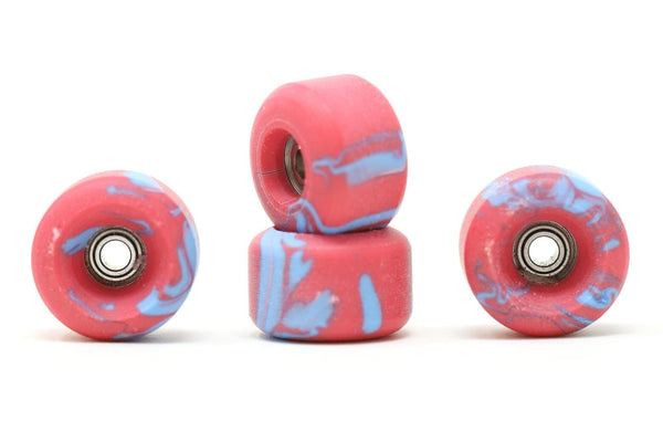 DK - Light Blue/Red Swirl Urethane Wheels (Bowl Shape) - Skull Fingerboards