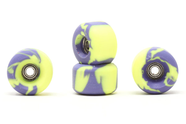 DK - Purple/Yellow Swirl Urethane Wheels (Bowl Shape) - Skull Fingerboards