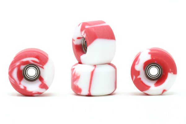 DK - Red/White Swirl Urethane Wheels (Bowl Shape) - Skull Fingerboards