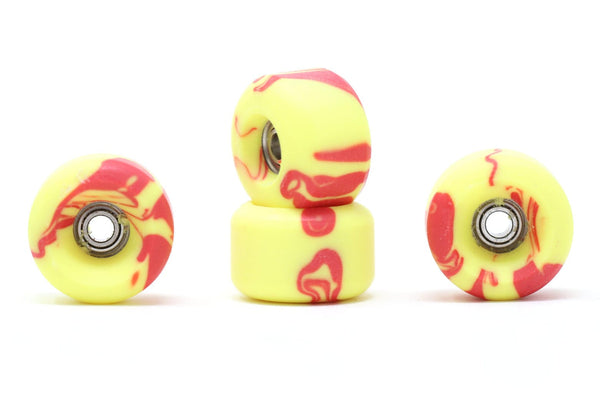 DK - Red/Yellow Swirl Urethane Wheels (Bowl Shape) - Skull Fingerboards