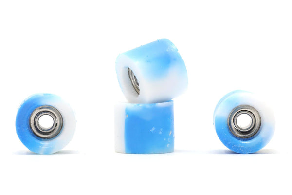 Elastico - Blue/White Swirl Urethane Wheels (70D Cores) - Skull Fingerboards