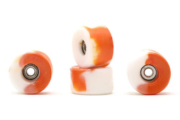 Elastico - Orange/White Swirl Urethane Wheels (70D Bowl Shape) - Skull Fingerboards