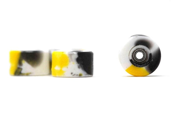 Elastico - Yellow/Black/White Swirl Urethane Wheels (70D Bowl Shape) - Skull Fingerboards