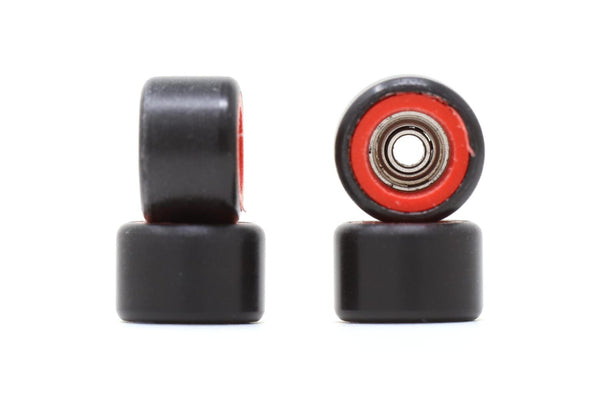 Flatface Dual Durometer Bearing Wheels - Red/Black - Skull Fingerboards