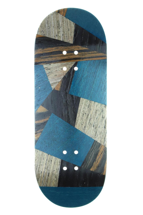 Mckenzie - Blue Abstract Split Ply Fingerboard Deck (34mm - Mid Shape) - Skull Fingerboards