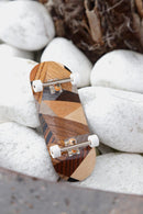Mckenzie - Brown Abstract Split Ply Fingerboard Deck (34mm) - Skull Fingerboards