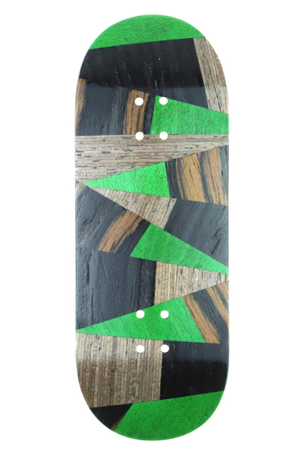 Mckenzie - Green Abstract Split Ply Fingerboard Deck (34mm - Mid Shape) - Skull Fingerboards