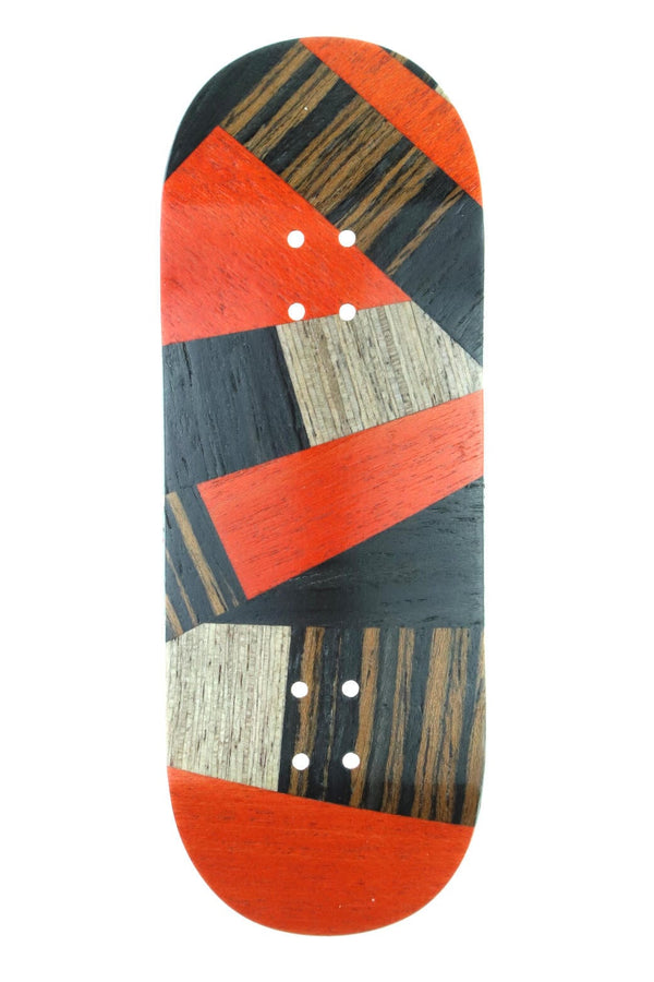 Mckenzie - Orange Abstract Split Ply Fingerboard Deck (34mm - Mid Shape) - Skull Fingerboards