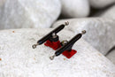 Skull Pro Trucks Black/Red (34mm) - Single Axle // 6 Lock Nuts - Skull Fingerboards