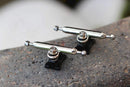 Skull Pro Trucks Chrome/Black (32mm) - Single Axle // 6 Lock Nuts - Skull Fingerboards