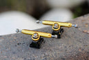 Skull Pro Trucks Gold/Black (32mm) - Single Axle // 6 Lock Nuts - Skull Fingerboards