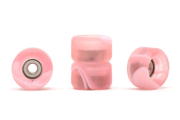 Skull - Pink/White Swirl Pro CNC Resin Single Bearing Wheels - Skull Fingerboards