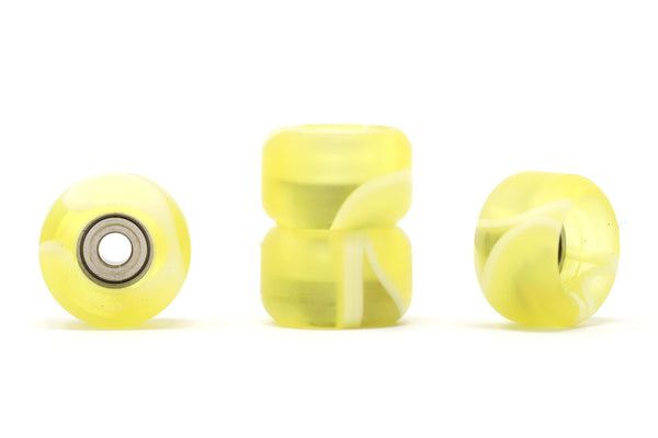 Skull - Yellow/White Swirl Pro CNC Resin Single Bearing Wheels - Skull Fingerboards